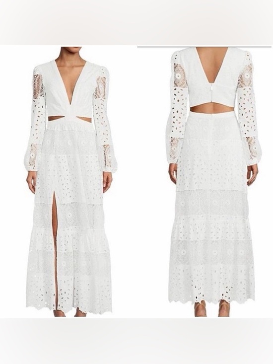 Gianni Bini Dresses & Skirts - Gianni Bini White Eyelet Cutout V-Neck Maxi Dress